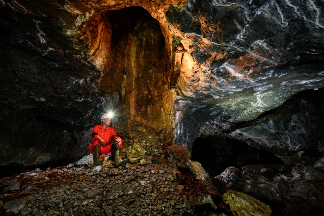 under the  minning shaft
